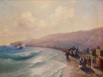 Картина И.К. Айвазовского «Посещение Екатериной Феодосии», 1883 г. Картина И.К. Айвазовского «Посещение Екатериной Феодосии», 1883 г.